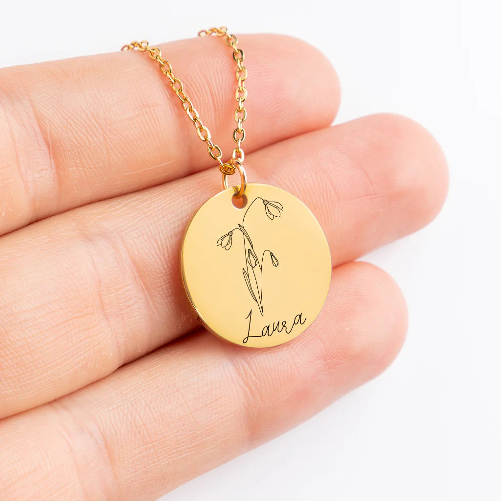 Birthflower Name Custom Necklace