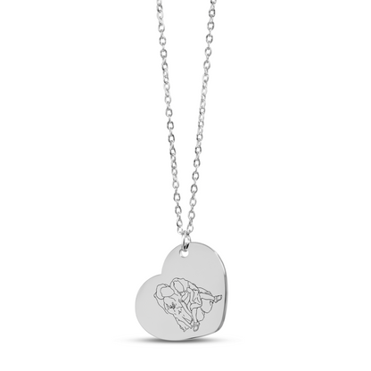 Line Art Heart Necklace